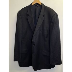 Jos A Bank Blazer Jacket Mens 50 Long‎ 100% Wool Navy Blue 2 Button Herringbone